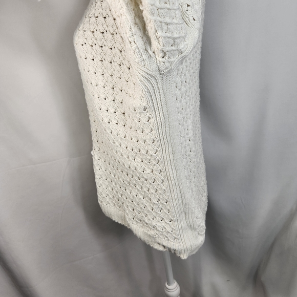 Old Navy White Ribbed Sides Long Sleeve Sweater Size Medium - Picture 4 of 7